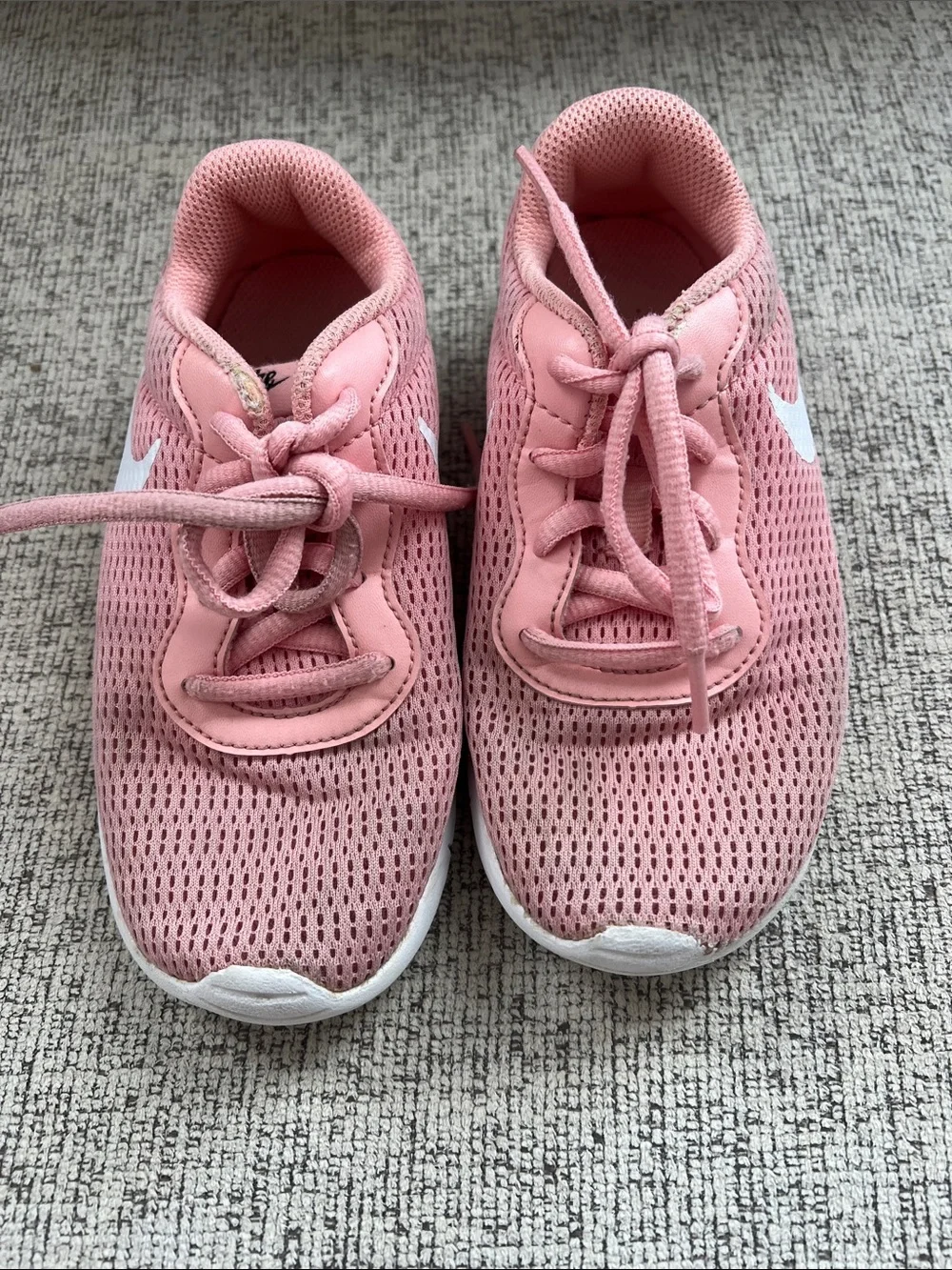 Nike Kids Pink Mesh Athletic Sneakers with White Swoosh